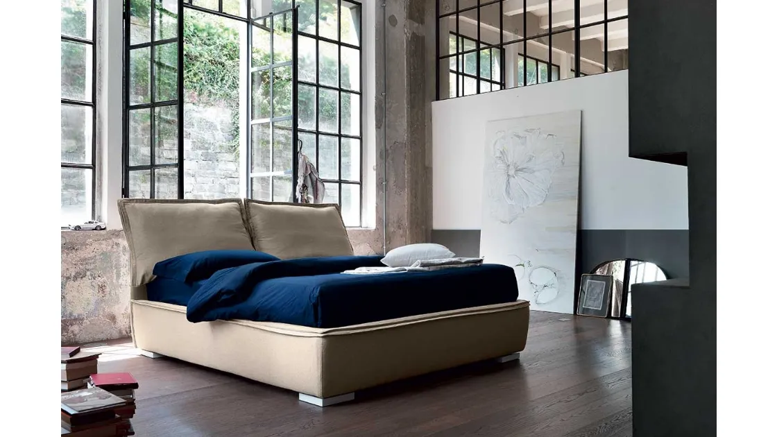 Letto in tessuto con testiera Sandy di Bontempi Letti Design