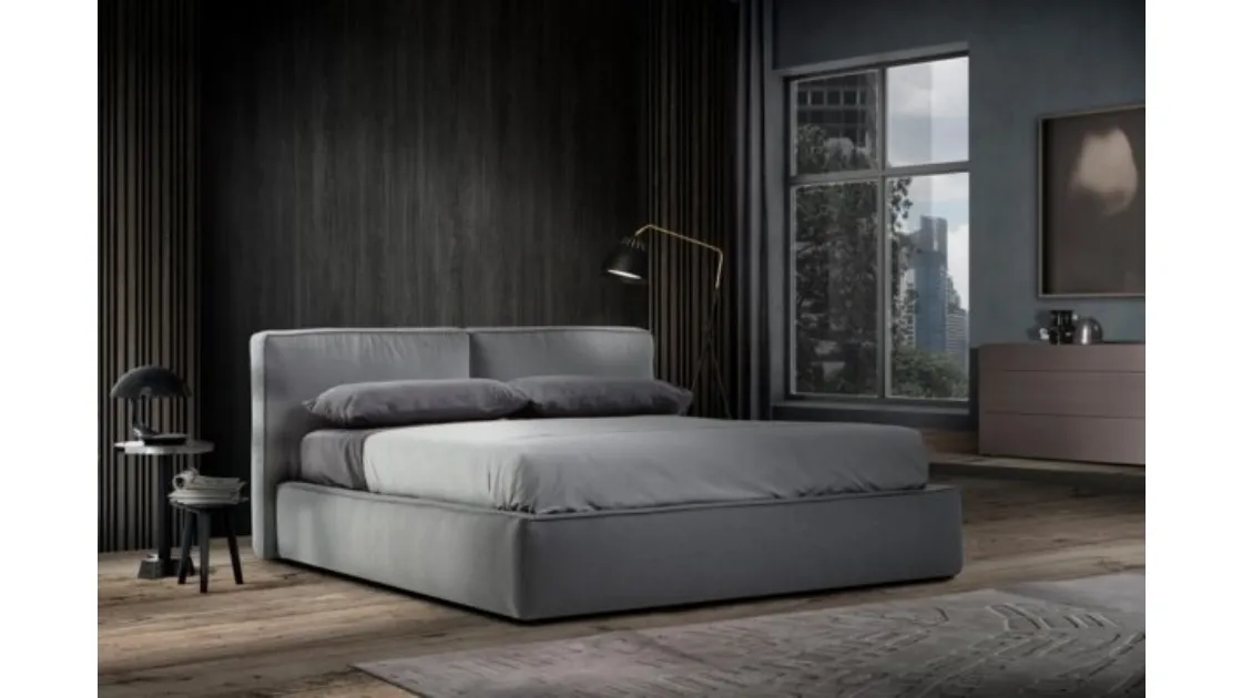 Letto Adele in tessuto imbottito con box contenitore di Gamma Salotti