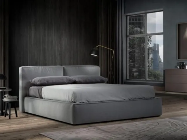 Letto Adele in tessuto imbottito con box contenitore di Gamma Salotti