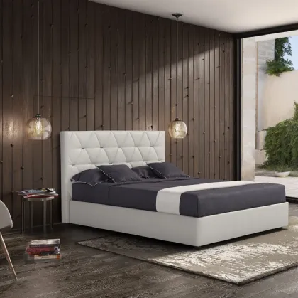 Letto in pelle con testiera e box contenitore Lux di Novaluna