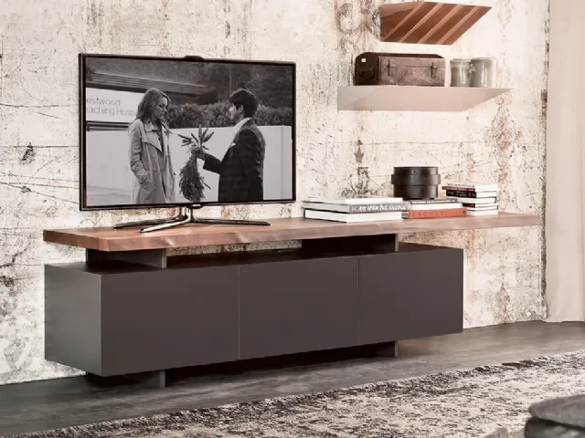 Mobile Porta Tv Seneca in laccato con top in legno di Cattelan Italia