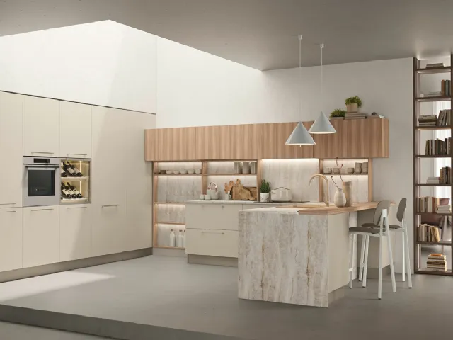 Cucina Moderna con penisola Ready 02 di Lube