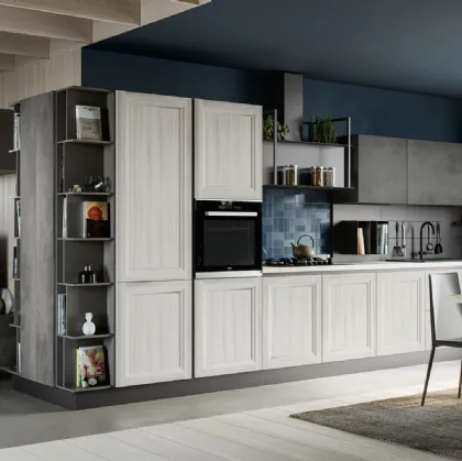 Cucina Moderna lineare Smart 06 finitura Frassino Bianco e Malta Ardesia di Creo